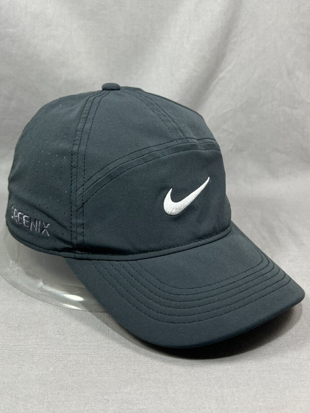 Nike Dri Fit Legacy91 Swoosh Strapback Hat Golf Black Gray Split 7 Panel Dad Cap